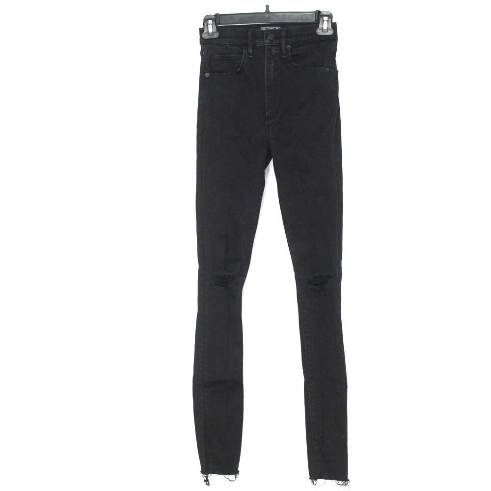 Abercrombie & Fitch Ultra High Rise Super Skinny Jean Size 00 Black Distressed